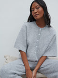 Elle Is 5'3" & Wears Size UK XS|Ovalie Rib Knit Top - Grey Marl