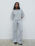 Elle Is 5'3" & Wears Size UK XS|Ovalie Rib Knit Top - Grey Marl