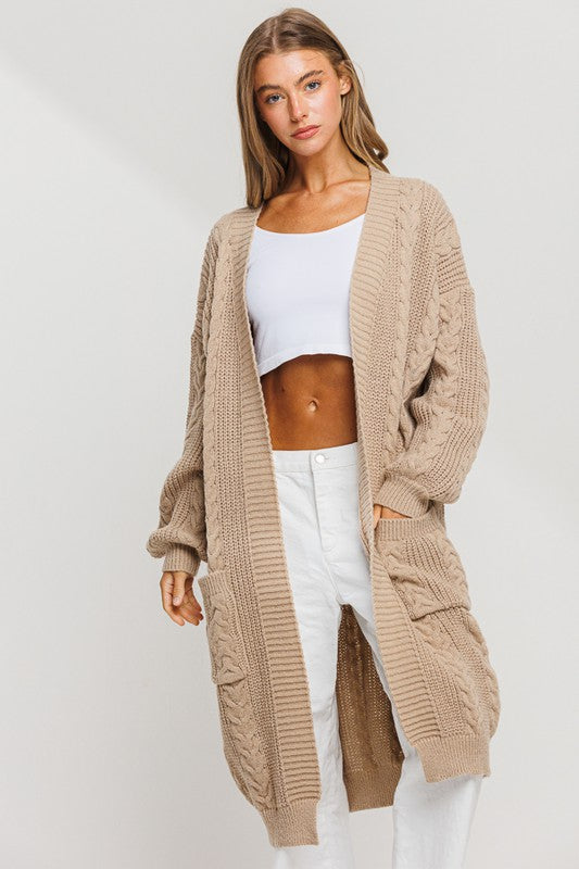 Oversized Chunky Cardigan - Tan image 6