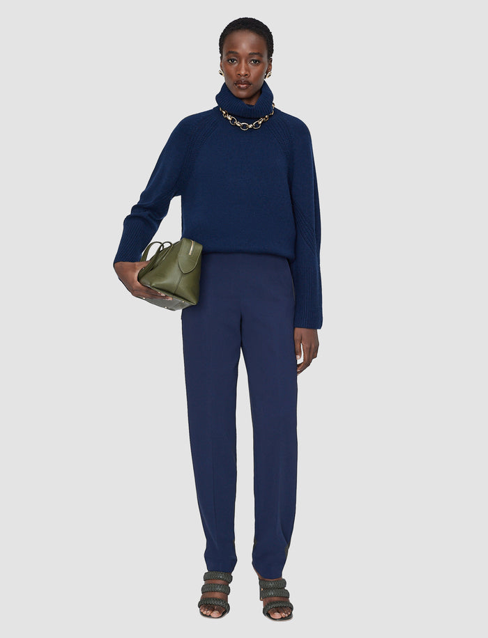 Blue Pat Comfort Cady Trousers - Joseph