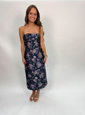 Perla Jacquard Strapless Midi Dress
