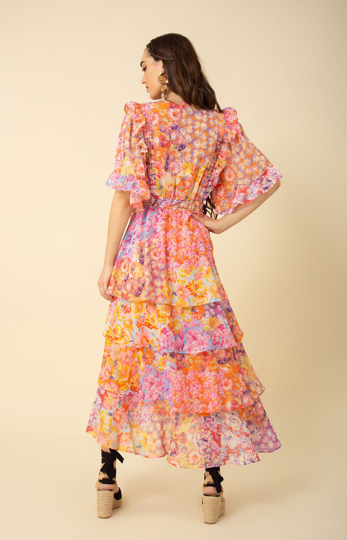 Peyton Tiered Dress, color_coral