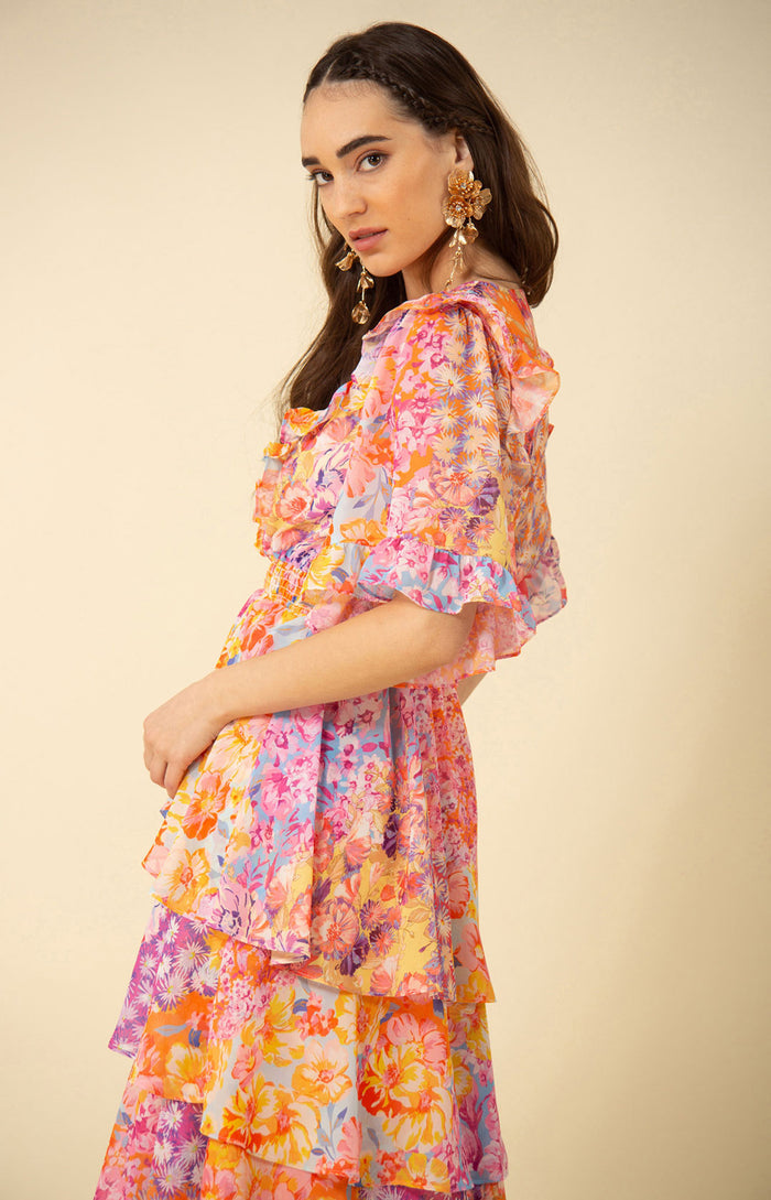 Peyton Tiered Dress, color_coral
