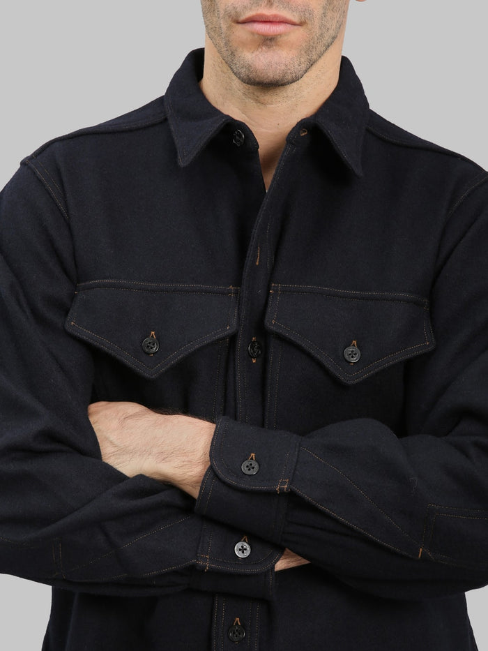 Pherrows 25W P30 1930s CPO Shirt Dark Navy sleeves