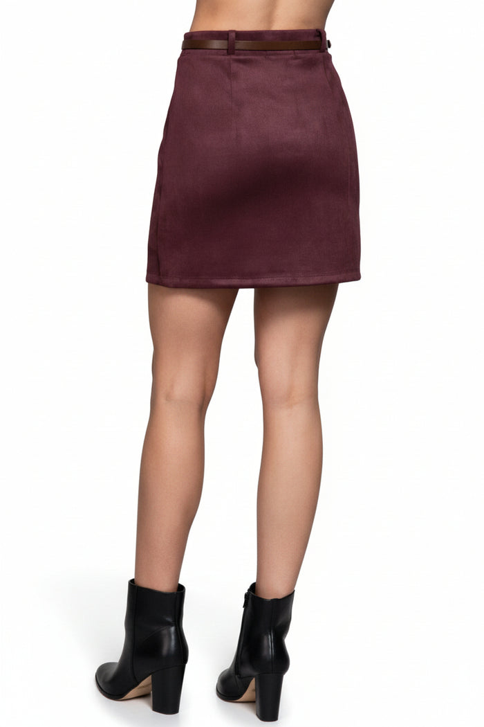 Plus Berry Suede Mini Skirt image 3