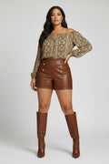 Plus Faux leather  gold button  shorts  image 0