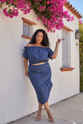 Plus Ruched Wavy 2pc Skirt Set image 0