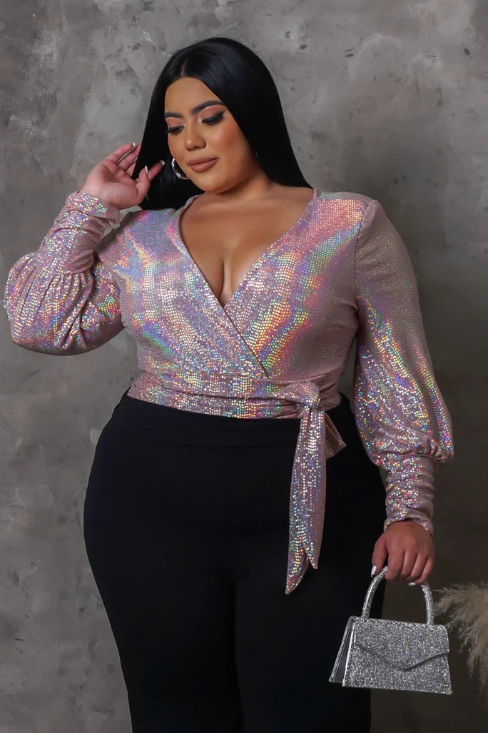 Plus Statement  Sparkle Bodysuit Top image 1
