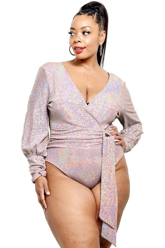 Plus Statement  Sparkle Bodysuit Top image 3