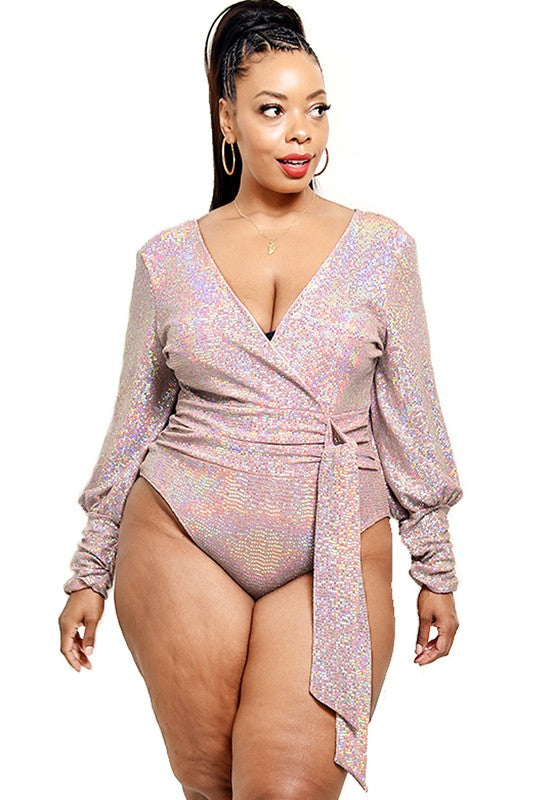 Plus Statement  Sparkle Bodysuit Top image 4