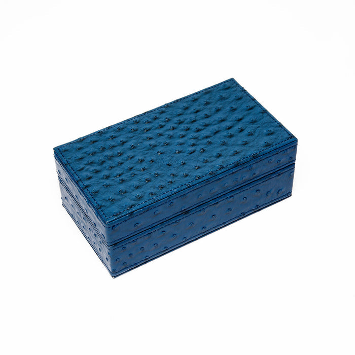 Poker Set | Blue Ostrich Leather