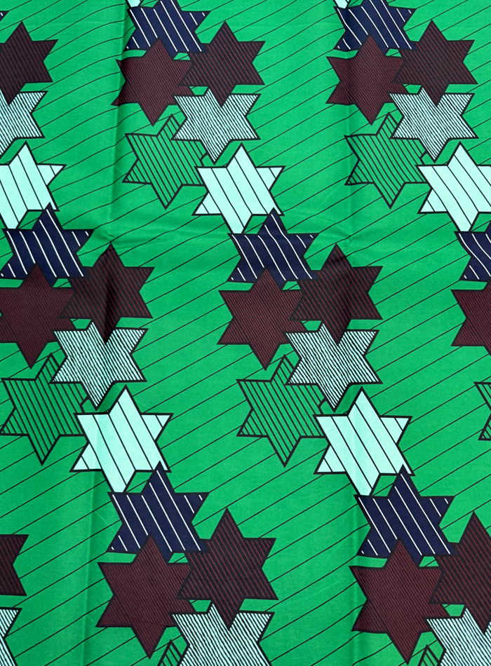 Polyester Ankara Wrapper- Forest Green Black Dark Red Navy Mint White
