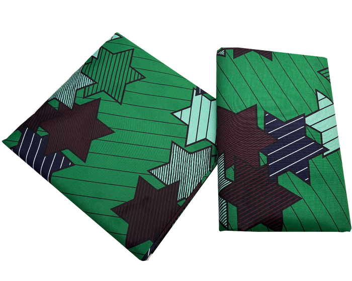 Polyester Ankara Wrapper- Forest Green Black Dark Red Navy Mint White