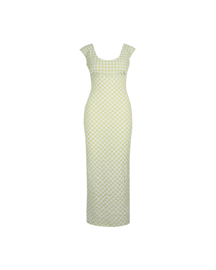 PRISM MIDI DRESS LIME GINGHAM