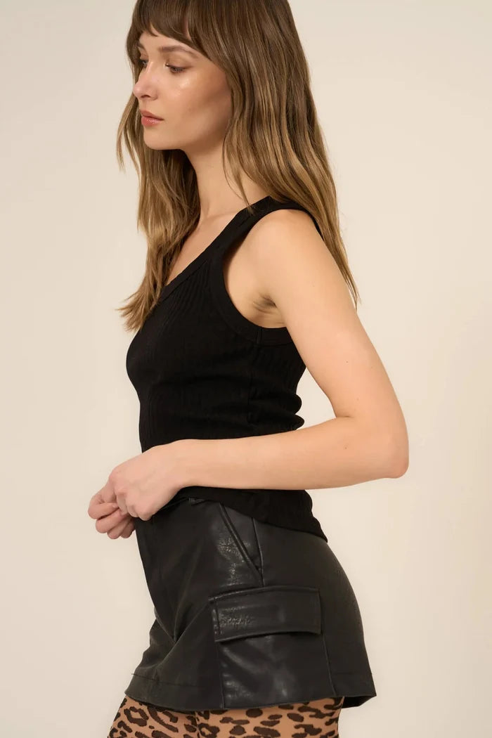 Project Social T - Cooper Rib Sweater Tank in Black - Kalifornia Jean Bar