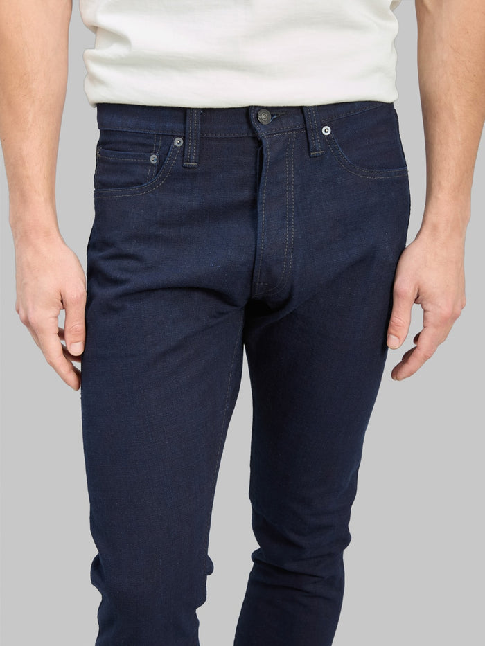 Pure Blue Japan 1175ID Relaxed Tapered Pants Double Indigo  waist