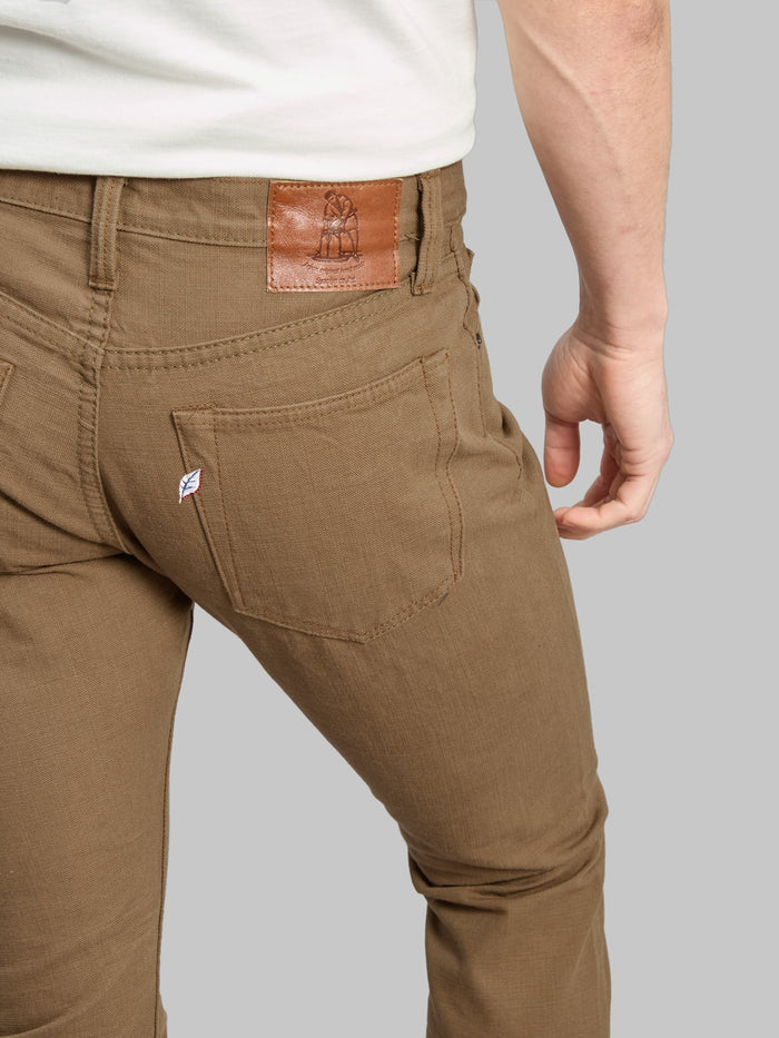 Pure Blue Japan Duck Canvas Relaxed Tapered Pants Khaki back pocket