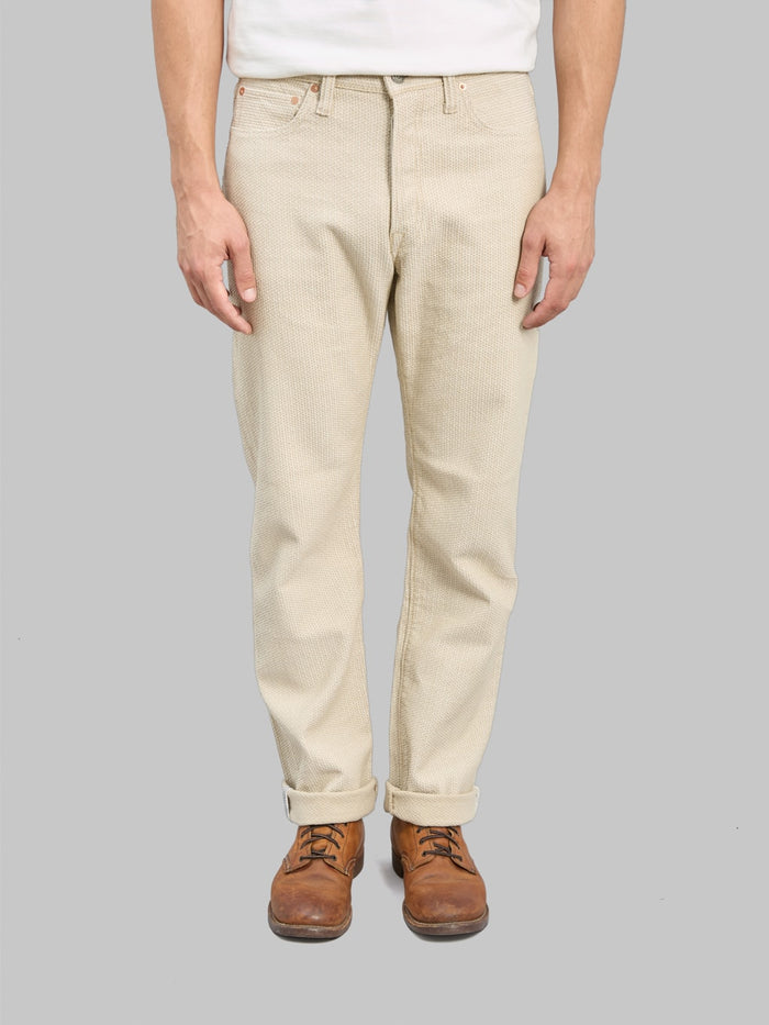 Pure Blue Japan 1178-IV Ivory x Beige Sashiko Regular Straight Jeans