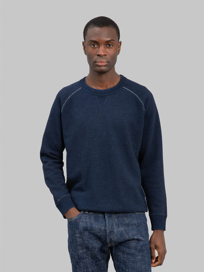 pure blue japan 5409 1 yarn dyed indigo sweatshirt styled