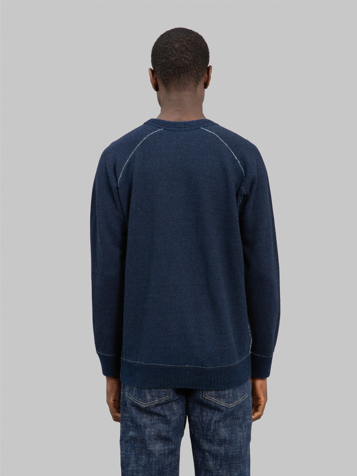 pure blue japan 5409 1 yarn dyed indigo sweatshirt back look