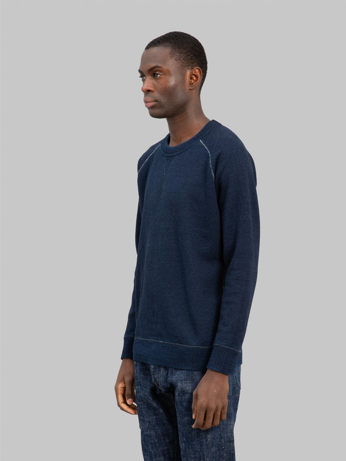 pure blue japan 5409 1 yarn dyed indigo sweatshirt side look