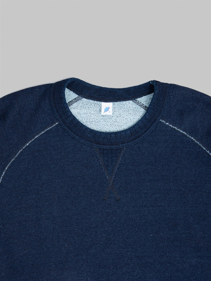 pure blue japan 5409 1 yarn dyed indigo sweatshirt collar