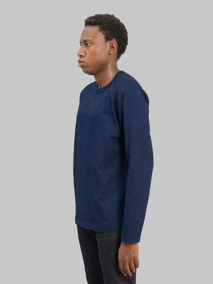 Pure Blue Japan 5413-ID 11oz Super Heavyweight Jersey Indigo Raglan Sweatshirt