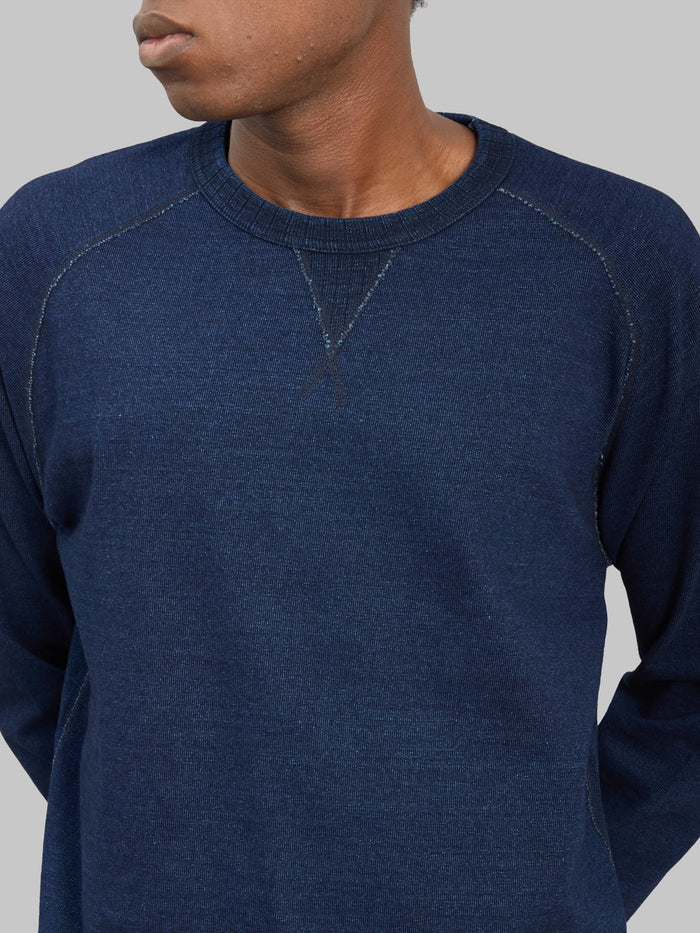 Pure Blue Japan 5413-ID 11oz Super Heavyweight Jersey Indigo Raglan Sweatshirt