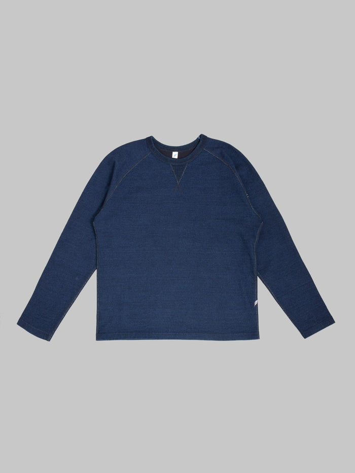 Pure Blue Japan 5413-ID 11oz Super Heavyweight Jersey Indigo Raglan Sweatshirt