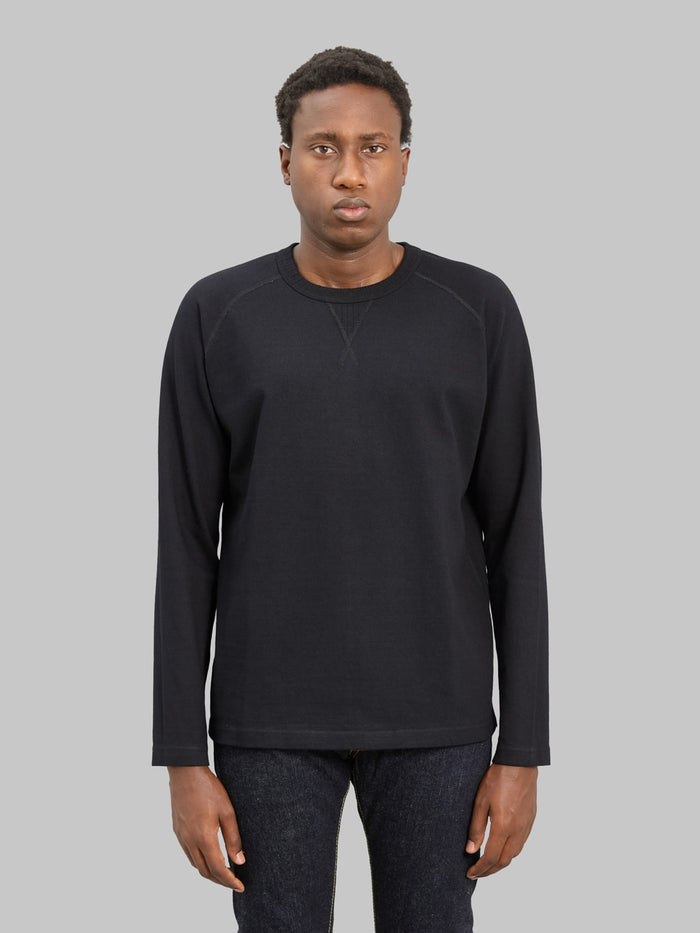 Pure Blue Japan 5413-IDBK 11oz Super Heavyweight Jersey Raglan Sweatshirt Indigo Black