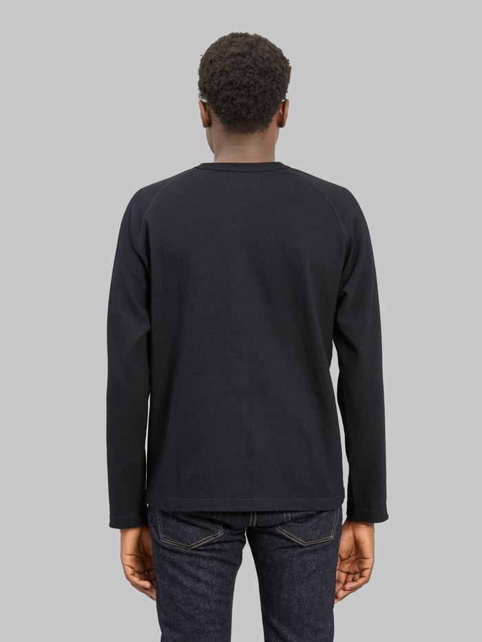Pure Blue Japan 5413-IDBK 11oz Super Heavyweight Jersey Raglan Sweatshirt Indigo Black