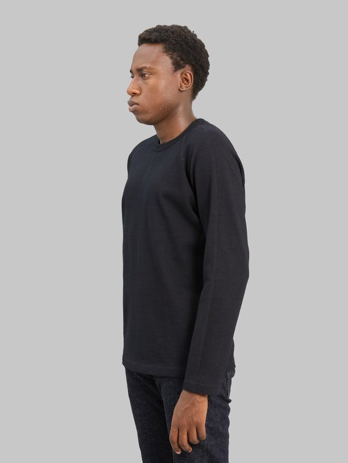 Pure Blue Japan 5413-IDBK 11oz Super Heavyweight Jersey Raglan Sweatshirt Indigo Black