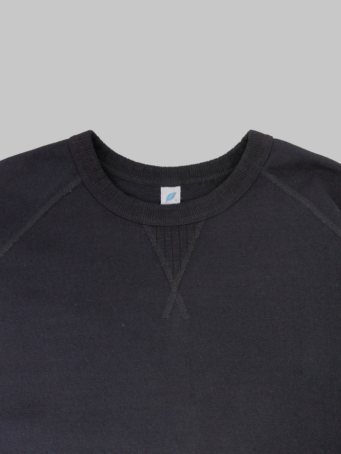 Pure Blue Japan 5413-IDBK 11oz Super Heavyweight Jersey Raglan Sweatshirt Indigo Black