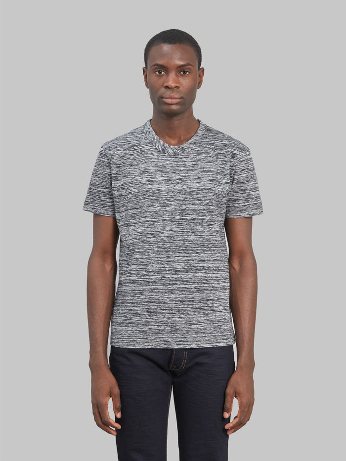 pure blue japan kasuri tshirt black slim front fit