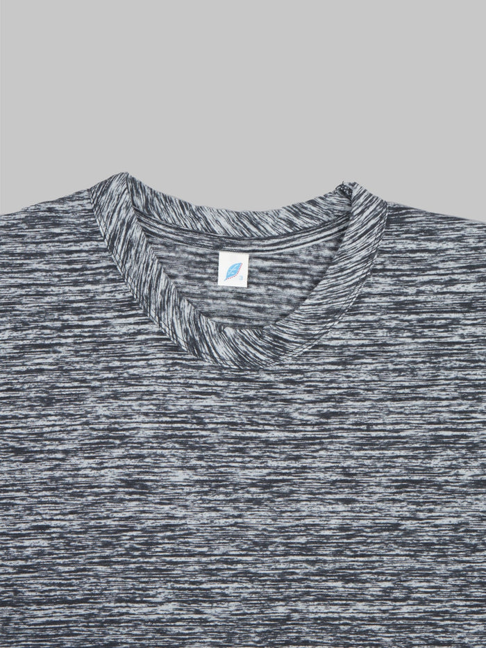 pure blue japan kasuri tshirt black slim collar