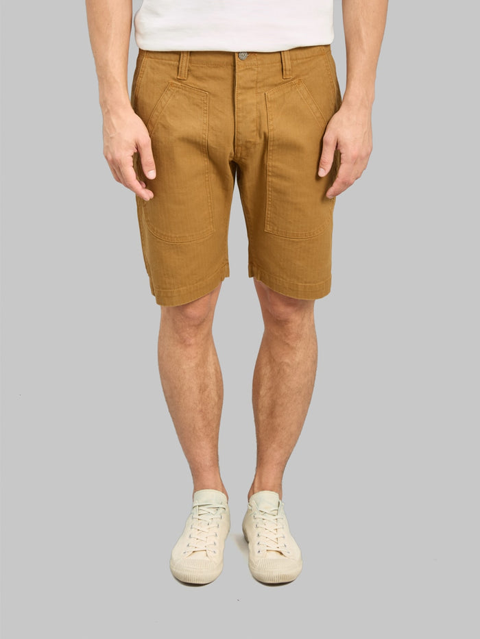 Pure Blue Japan SP-1179-CA Sulfur Dyed Herringbone Work Shorts Camel
