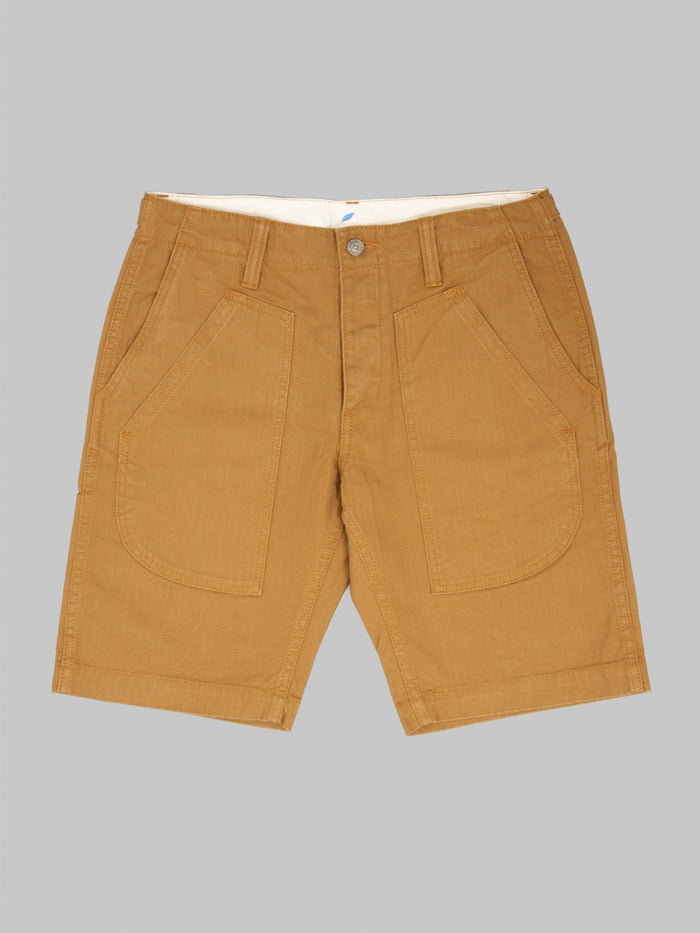 Pure Blue Japan SP-1179-CA Sulfur Dyed Herringbone Work Shorts Camel