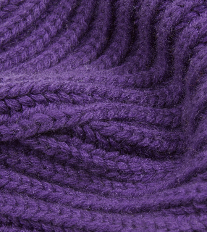 Purple Cashmere Ribbed Knit Cap