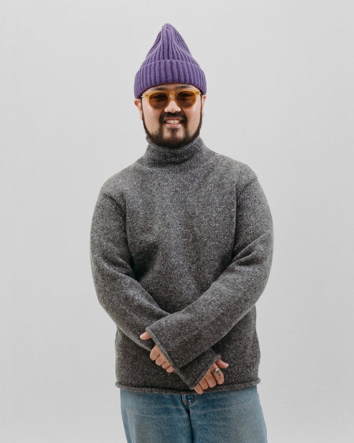 Purple Cashmere Ribbed Knit Cap