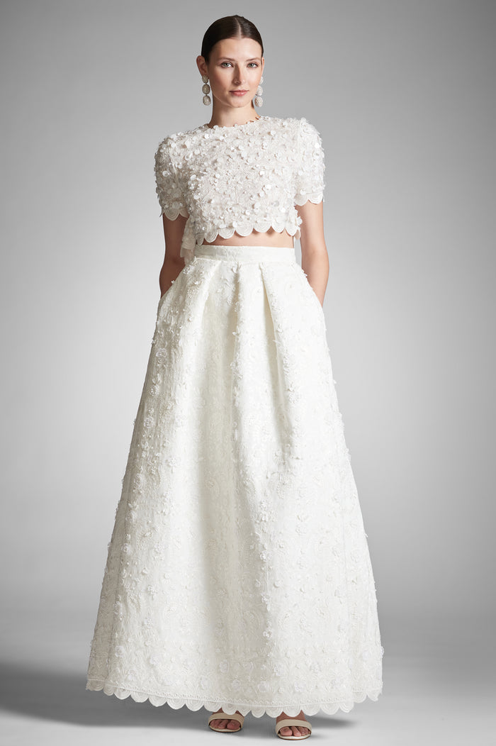 PYAAR IVORY EMBROIDERED SKIRT