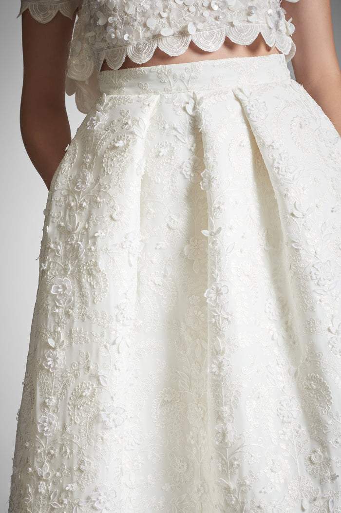PYAAR IVORY EMBROIDERED SKIRT