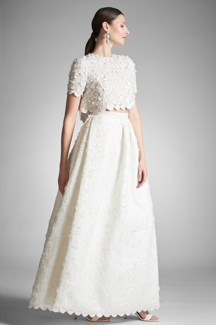PYAAR IVORY EMBROIDERED SKIRT