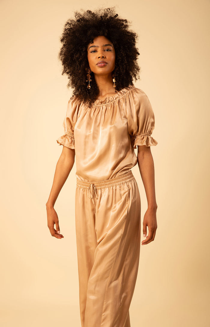 Raegan Solid Washed Charmeuse Pant, color_beige