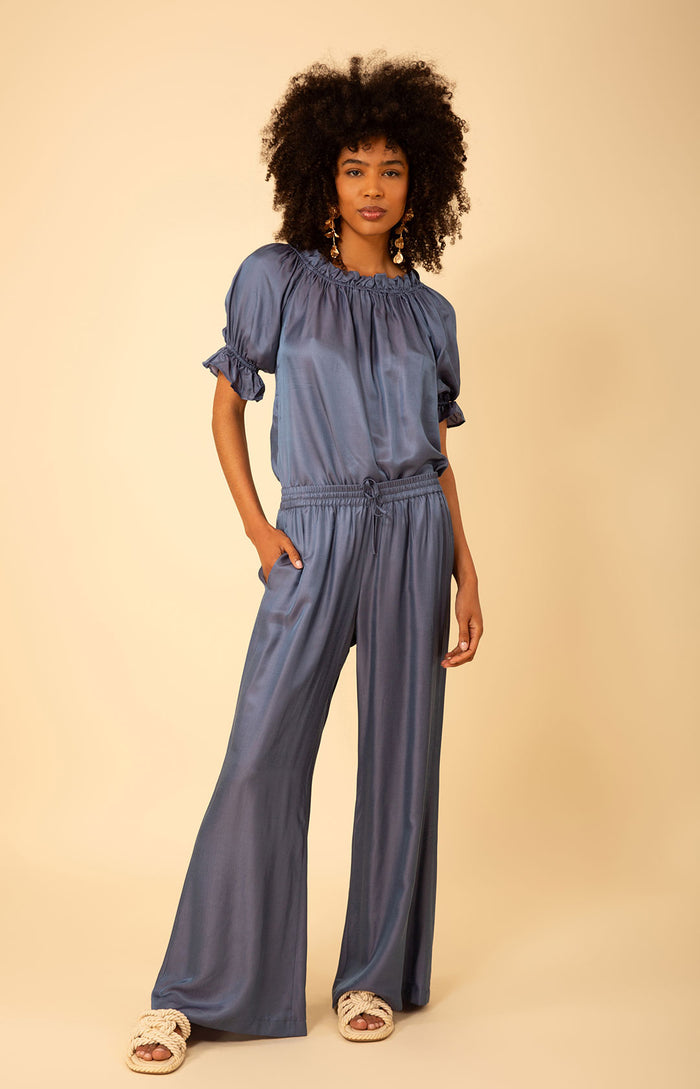 Raegan Solid Washed Charmeuse Pant, color_indigo