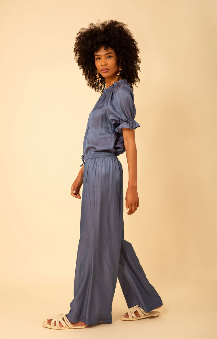 Raegan Solid Washed Charmeuse Pant, color_indigo