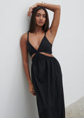Sachi Is 5’7” & Wears Size UK 8|Ramona Cut Out Maxi Dress - Black