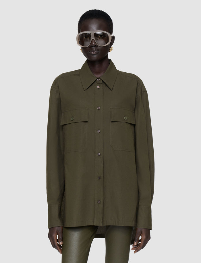 Green Ranya Poplin Cotton Shirt - Joseph