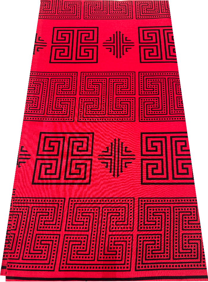 red and black african fabric