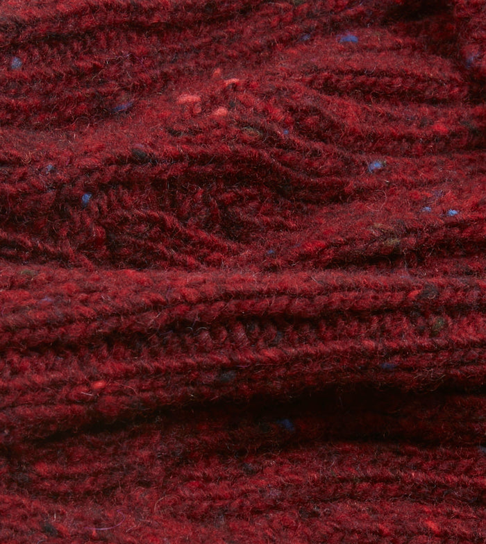 Red Ribbed Merino Donegal Knit Cap
