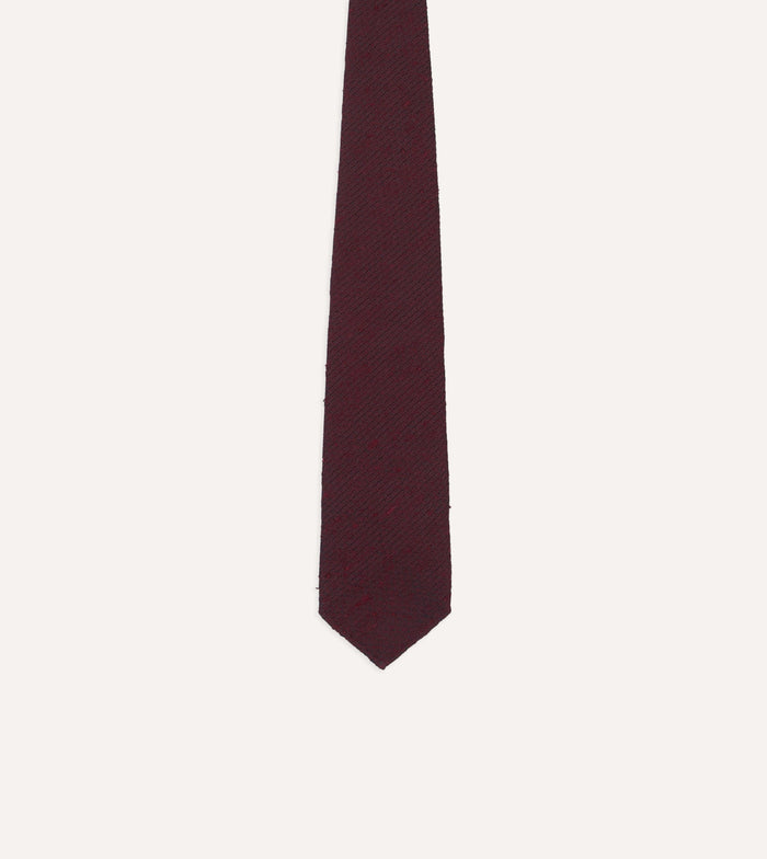 Red Shantung Silk Hand-Rolled Tie
